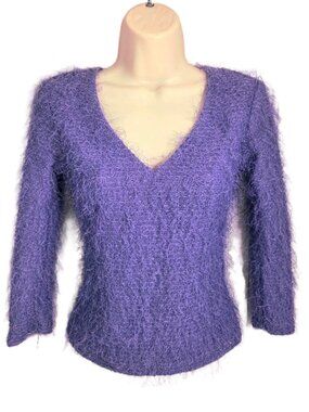 Vtg My Michelle Anthropologie Eyelash Sweater S 80s 90s Y2K Preppy Retro